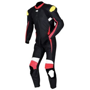 MOTORBIKE LEATHER SUIT BIKER'S MOTORCYCLE LEATHER SUIT Black Red White Yellow color